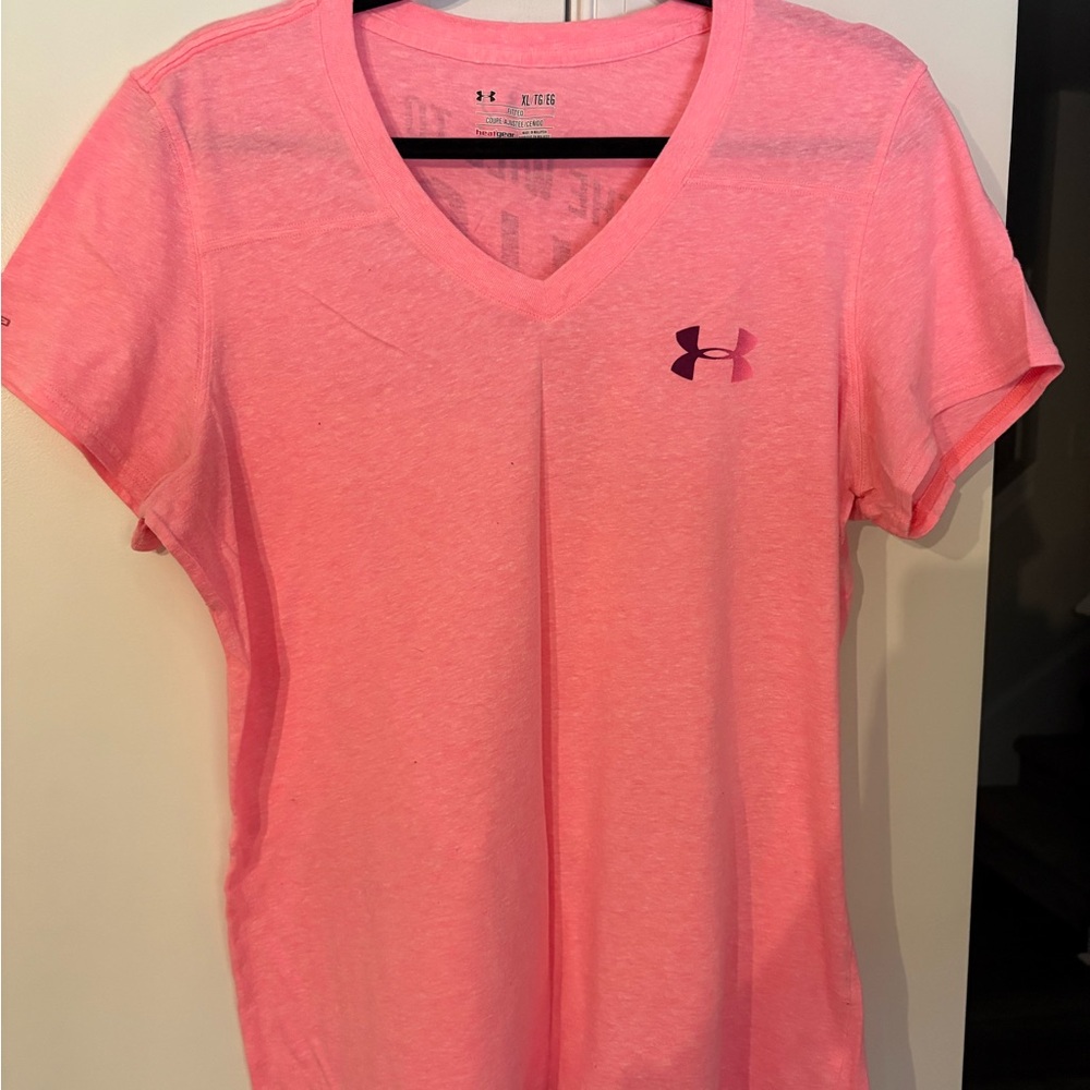 Under Armour Women's Bright Pink V-Neck Tee